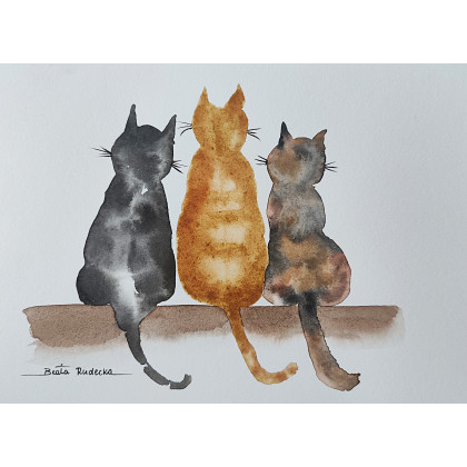 Beata Rudecka - obrazy akwarela - Akwarela Akwarelka Obraz pt: Koty 26 x 19 foto #3