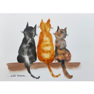 AKWARELA AKWARELKA OBRAZ PT: KOTY 26 X 19