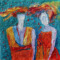 ABSTRAKCJA 167 - WESELE. OLEJ 40 X 40 CM