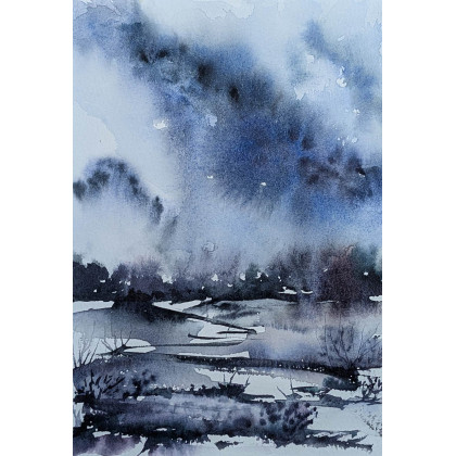 Rozlewisko - akwarela, Ewelina Zajączkowska, obrazy akwarela