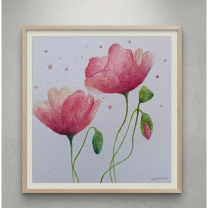 Paulina Lebida - obrazy akwarela - Maki- akwarela 20/20 cm foto #2