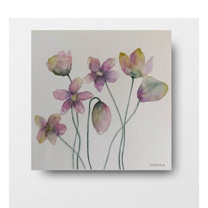 Kwiatki- akwarela 20/20 cm, Paulina Lebida, obrazy akwarela
