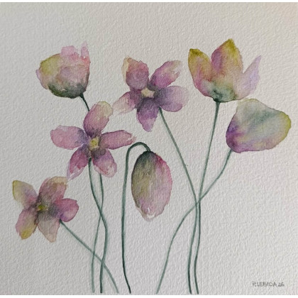 Paulina Lebida - obrazy akwarela - Kwiatki- akwarela 20/20 cm foto #2