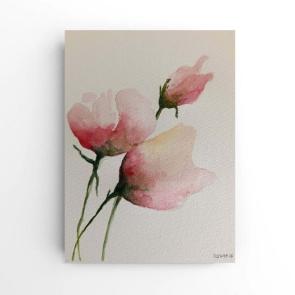 Kwiaty 3- akwarela A5, Paulina Lebida, obrazy akwarela