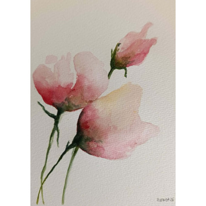 Paulina Lebida - obrazy akwarela - Kwiaty 3- akwarela A5 foto #1