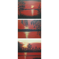 ZESTAW TRZECH RĘCZNIE MALOWANYCH OBRAZÓW AKRYLOWYCH Z RAMAMI 24X30CM