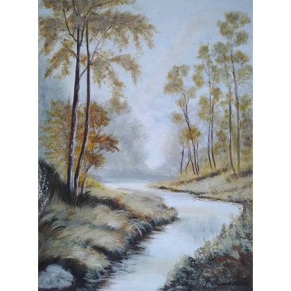 ZESTAW RĘCZNIE MALOWANYCH OBRAZÓW Z RAMAMI - DYPTYK: MAGICZNA WIOSNA-JESIEŃ, Marzena Dymek, obrazy akryl