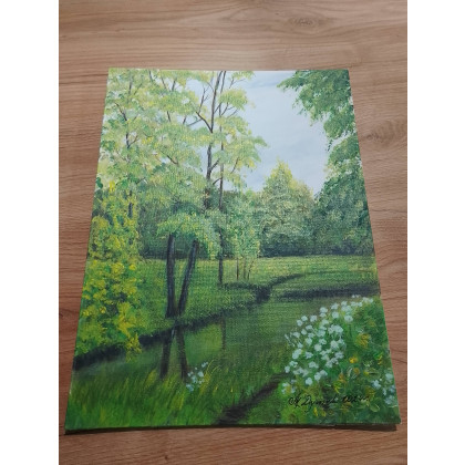 Marzena Dymek - obrazy akryl - ZESTAW RĘCZNIE MALOWANYCH OBRAZÓW Z RAMAMI - DYPTYK: MAGICZNA WIOSNA-JESIEŃ foto #3