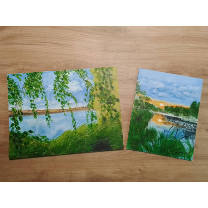 Marzena Dymek - obrazy akryl - ZESTAW RĘCZNIE MALOWANYCH OBRAZÓW Z RAMAMI - DYPTYK: MAGICZNA WIOSNA-LATO foto #1