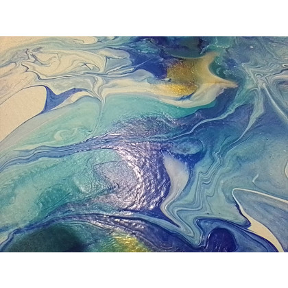 Marzena Dymek - obrazy tech. mieszana - ZESTAW RĘCZNIE MALOWANYCH OBRAZÓW Z RAMAMI - TRYPTYK: ENERGETYCZNY POURING foto #3