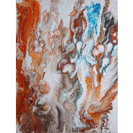 ZESTAW RĘCZNIE MALOWANYCH OBRAZÓW Z RAMAMI - TRYPTYK: ENERGETYCZNY POURING