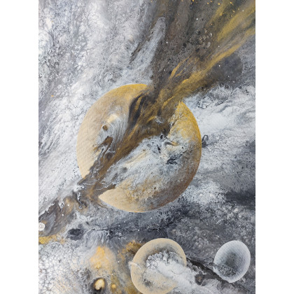 Elżbieta Hanarz - obrazy akryl - Czarno-złoty kosmos - Obraz akrylowy na płótnie 70x100 foto #4