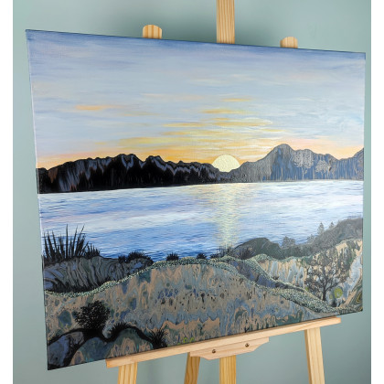 Elżbieta Hanarz - obrazy akryl - Zachód słońca - akryl na płótnie 60x70 foto #2