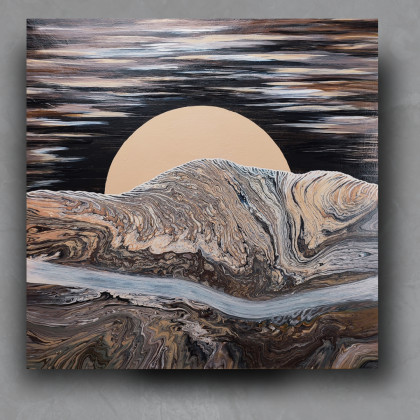 Pustynne słońce - Akryl na płótnie 60x60, Elżbieta Hanarz, obrazy akryl