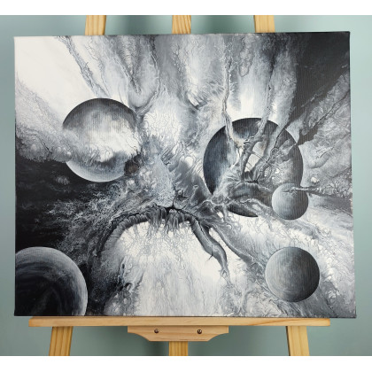 Elżbieta Hanarz - obrazy akryl - Czarno-biała abstrakcja - Akryl na płótnie 50x60 foto #1