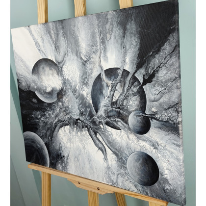 Elżbieta Hanarz - obrazy akryl - Czarno-biała abstrakcja - Akryl na płótnie 50x60 foto #2