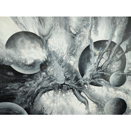 Elżbieta Hanarz - obrazy akryl - Czarno-biała abstrakcja - Akryl na płótnie 50x60 foto #3