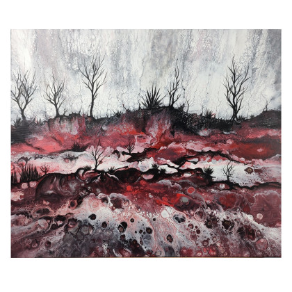 Mroczny pejzaż - Akryl, płótno 50x60, Elżbieta Hanarz, obrazy akryl