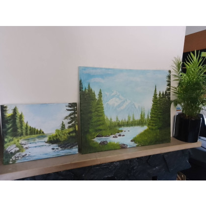 Marzena Dymek - obrazy akryl - ZESTAW RĘCZNIE MALOWANYCH OBRAZÓW - WIOSENNO-LETNI PEJZAŻ GÓRSKI, 1 obraz GRATIS! foto #3