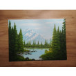 RĘCZNIE MALOWANY OBRAZ - PEJZAŻ ZA GÓRAMI, ZA LASAMI 50x70cm