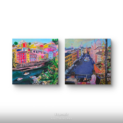 Krystyna Mościszko - obrazy akryl - Riomaggiore i Rzym w kompozycji foto #1