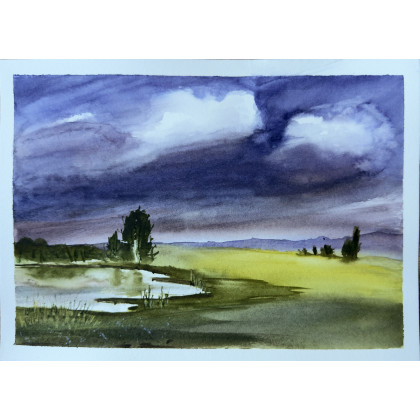 Yunona Kucherevska - obrazy akwarela - Akwarela A4 - Przed burzą foto #1