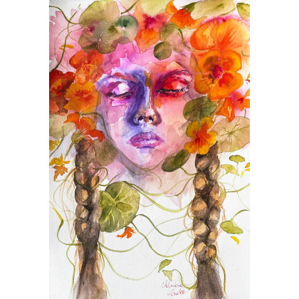 Nasturcja, Adriana Laube, obrazy akwarela