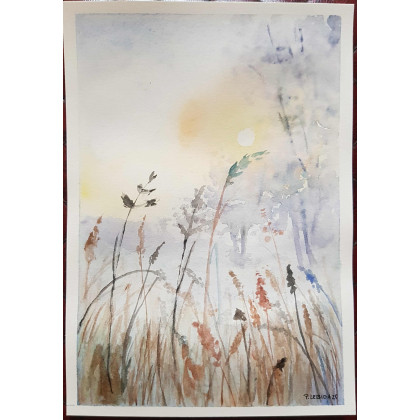 Paulina Lebida - obrazy akwarela - Łąka 2-  akwarela formatu A5 foto #2