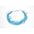 Naszyjnik wielorzędowy z koralików niebieski - Boho, styl morski, regulowany