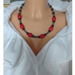 Naszyjnik Eleganckie korale z czerwonym akcentem
