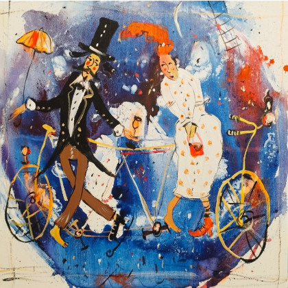 Tandemowe miłostki...., Dariusz Grajek, olej + akryl