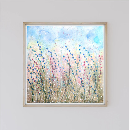 Akwarela 23x23cm. Kolorowa łąka, Małgorzata Domańska ART, obrazy akwarela