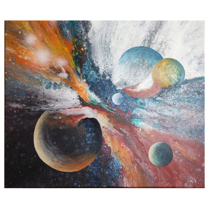 Fluid Galaxy - Kosmiczna abstrakcja na płótnie 50x60, Elżbieta Hanarz, obrazy akryl