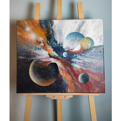 Elżbieta Hanarz - obrazy akryl - Fluid Galaxy - Kosmiczna abstrakcja na płótnie 50x60 foto #1