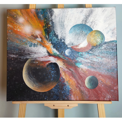 Elżbieta Hanarz - obrazy akryl - Fluid Galaxy - Kosmiczna abstrakcja na płótnie 50x60 foto #3