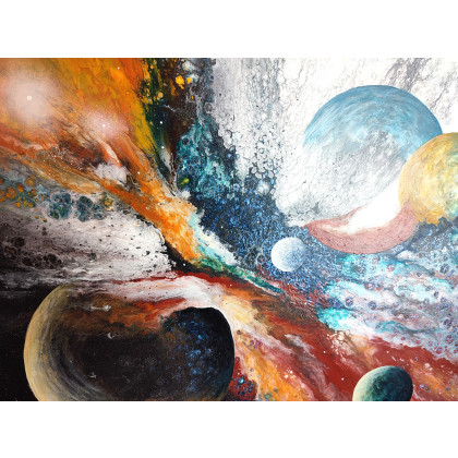 Elżbieta Hanarz - obrazy akryl - Fluid Galaxy - Kosmiczna abstrakcja na płótnie 50x60 foto #4
