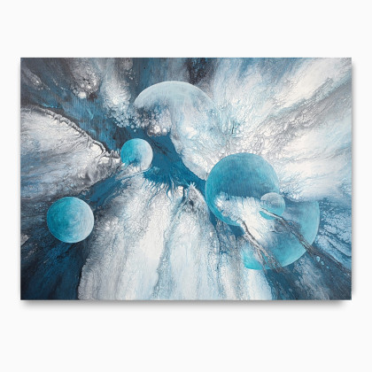 Cosmic blue - Abstrakcja 50x70, Elżbieta Hanarz, obrazy akryl