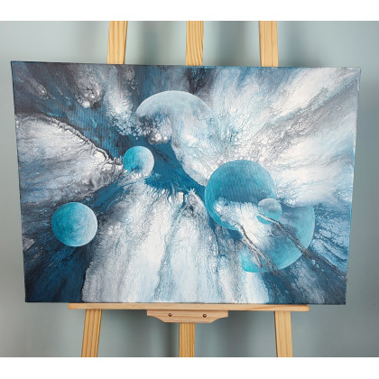 Elżbieta Hanarz - obrazy akryl - Cosmic blue - Abstrakcja 50x70 foto #1