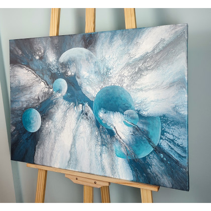 Elżbieta Hanarz - obrazy akryl - Cosmic blue - Abstrakcja 50x70 foto #2