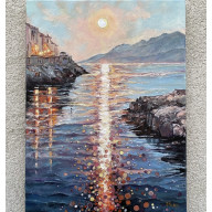 Słoneczna ścieżka na wodzie. Blask.