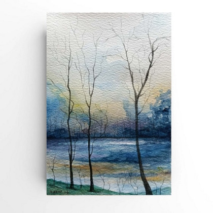 Pejzaż- akwarela formatu A5, Paulina Lebida, obrazy akwarela