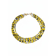 Wielowarstwowy Naszyjnik Boho - Słoneczna Energia w Czarnym Obramowaniu