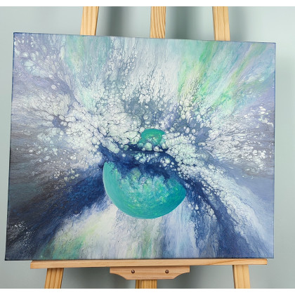 Elżbieta Hanarz - obrazy akryl - Blue Planet - Abstrakcja akryl na płótnie 50x60 foto #1