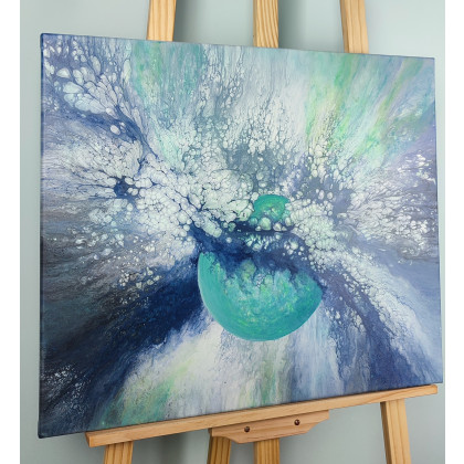Elżbieta Hanarz - obrazy akryl - Blue Planet - Abstrakcja akryl na płótnie 50x60 foto #2