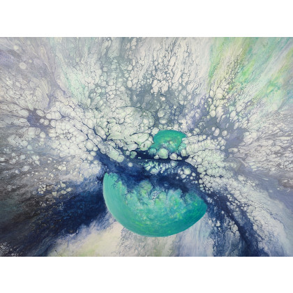 Elżbieta Hanarz - obrazy akryl - Blue Planet - Abstrakcja akryl na płótnie 50x60 foto #3