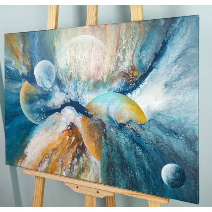 Elżbieta Hanarz - obrazy akryl - Cosmic Splash - Kosmiczna abstrakcja na płótnie 50x70 foto #2