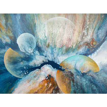 Elżbieta Hanarz - obrazy akryl - Cosmic Splash - Kosmiczna abstrakcja na płótnie 50x70 foto #3