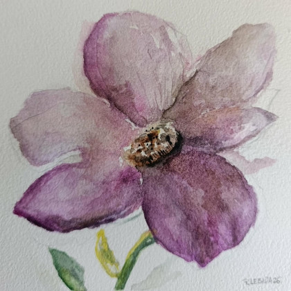 Paulina Lebida - obrazy akwarela - Kwiatek- akwarela formatu 15/15 cm foto #1