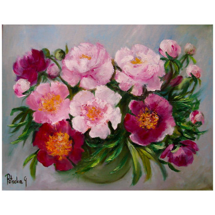 Piwonie obraz olejny 50-40cm, Grażyna Potocka, obrazy olejne