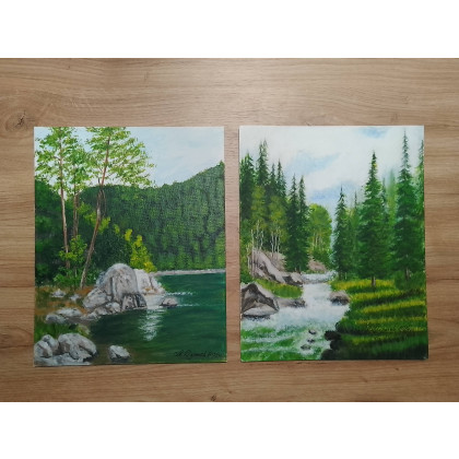 Marzena Dymek - obrazy akryl - WYPRZEDAŻ KOLEKCJI - ZESTAW RĘCZNIE MALOWANYCH OBRAZÓW - CUDNA WIOSNA - 2x 30x24cm foto #1